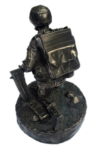 Kneeling Royal Signals Soldier Cold Cast Bronze Military Statue Sculpture