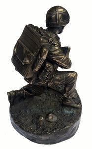 Kneeling Royal Signals Soldier Cold Cast Bronze Military Statue Sculpture