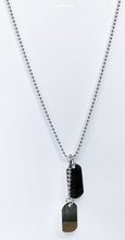 Sterling Silver Double Dog Tag Necklace Pendant on Bead Chain