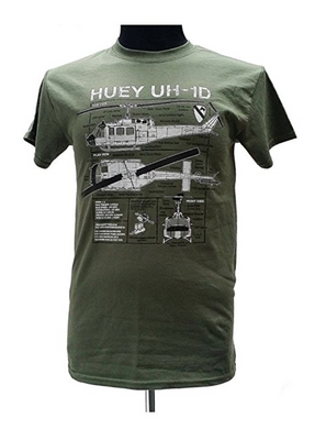 Huey UH-1D Helicopter Vietnam War Military T Shirt