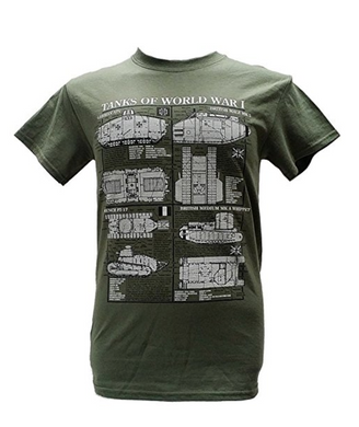 Tanks of World War 1 Military Printed T-Shirt