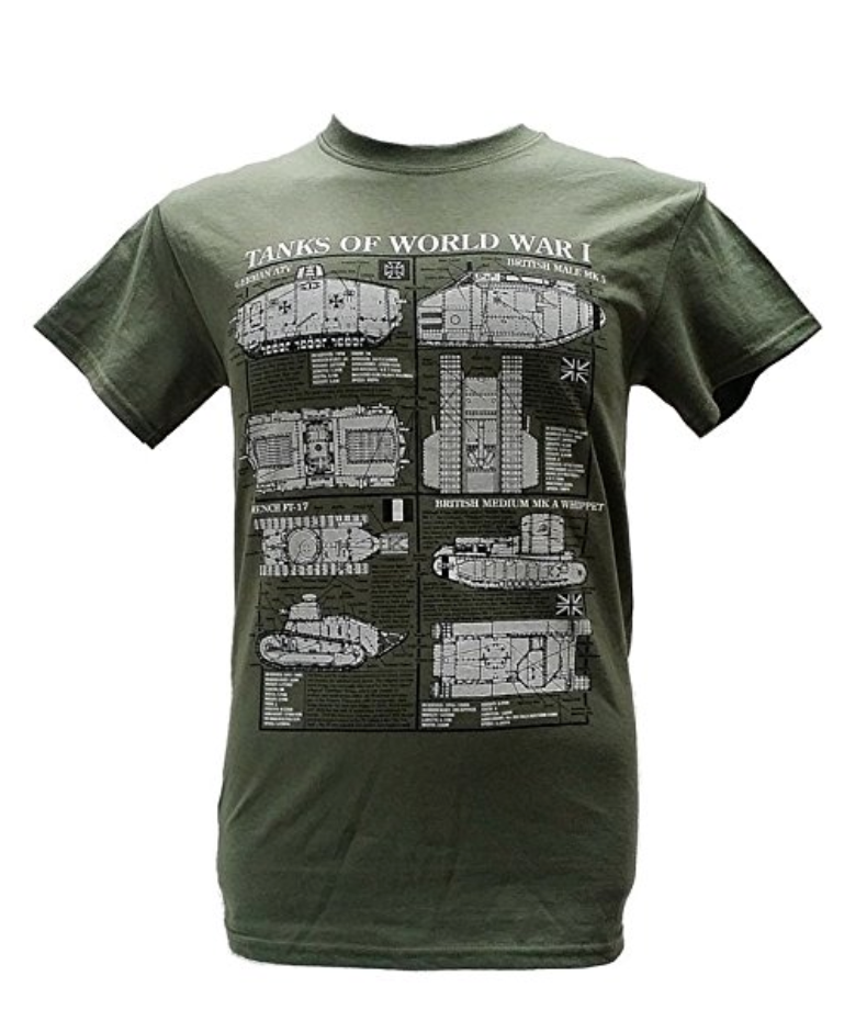 Tanks of World War 1 Military Printed T-Shirt