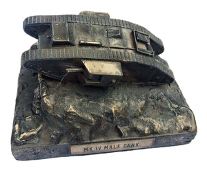 World War One Mark IV Male Tank 1/72 Cold Cast Bronze Military Statue