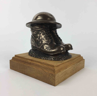 Military Statue - WW1 Tommy Boots Tin Hat Cold Cast Bronze Statue