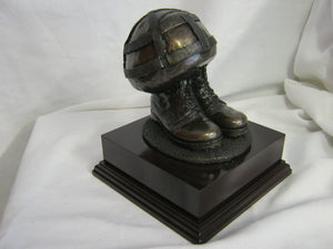 Helmet or Beret & Boots in Bronze Resin