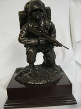 Kneeling Combat Bronze Resin Figure with Helmet